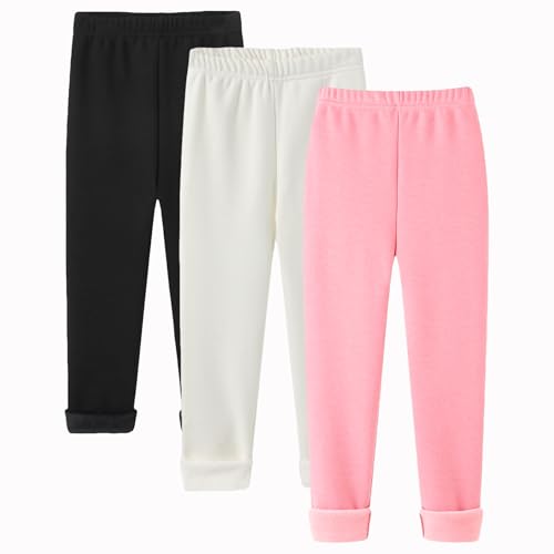 Girls winter fleece-lined leggings, warm stretch pants