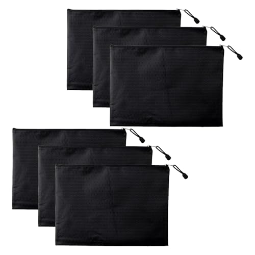 6 Stück Geldtaschen Banktasche, 18 * 24 cm A5 PU Banktasche, Geldscheintasche mit Reißverschluss, Bankmappe Groß, Bargeld Aufbewahrung, Dokumente Brieftasche für Schule, Haushalt, Business