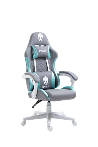 CADEIRA GAMER PRISM - EG910 - CINZA COM VERDE - ESTRUTURA BRANCA - EVOLUT