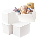 Yishyfier 27 Quart White Storage Bins with lids,Stackable Plastic Boxes Set of 4,Storage Box with handle for Organizing Snacks, Crafts,Crafts, Tools,books(white, 4XL)