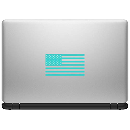 Image of American US Flag [Pick Color /Size] Vinyl Decal Sticker for Laptop /Car /Truck /Window /Bumper (5in x 2.8in, Matte Tiffany Blue)