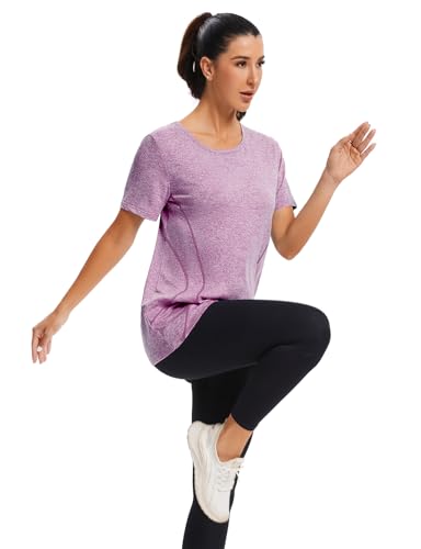 Image of Cucuchy Womens Yoga Tops Flowy Fitness Workout Shirts Short Sleeve Activewear