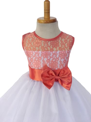 Sleeveless Lace Bias Keyhole 2 Layer White Tulle Birthday Flower Girl Gown Wedding2