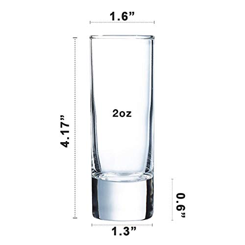 Image of Clear Heavy Base Shot Glasses 24 Pack, 2 oz Tall Glass Set for Whiskey, Tequila, Vodka