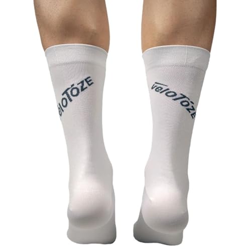 VeloToze Men's Lightweight Socks - COOLMAX, White, Large/XL (EU 43 - 47), Pack of 23