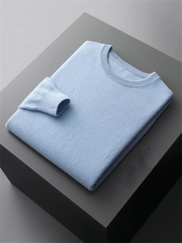 Men’s Autumn Winter Merino Wool Sweater O-Neck Pullover Knitted Long Sleeve Soft Warm Casual Basic Top4