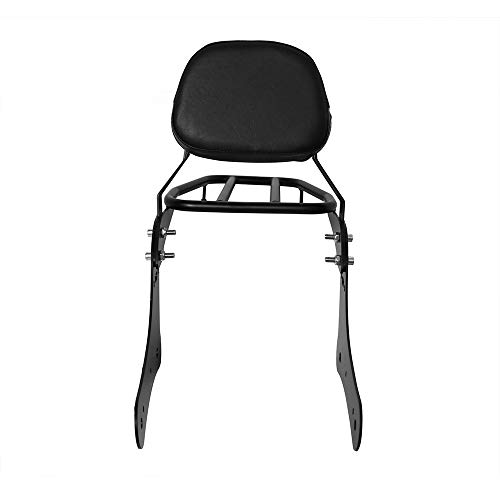 COPART Abnehmbare Beifahrer-Rückenlehne Sissy Bar für Kawasaki Vulcan S 650 VN650 2015-2019 (mit Gepäckträger, Schwarz, Stahl, Kunstleder)