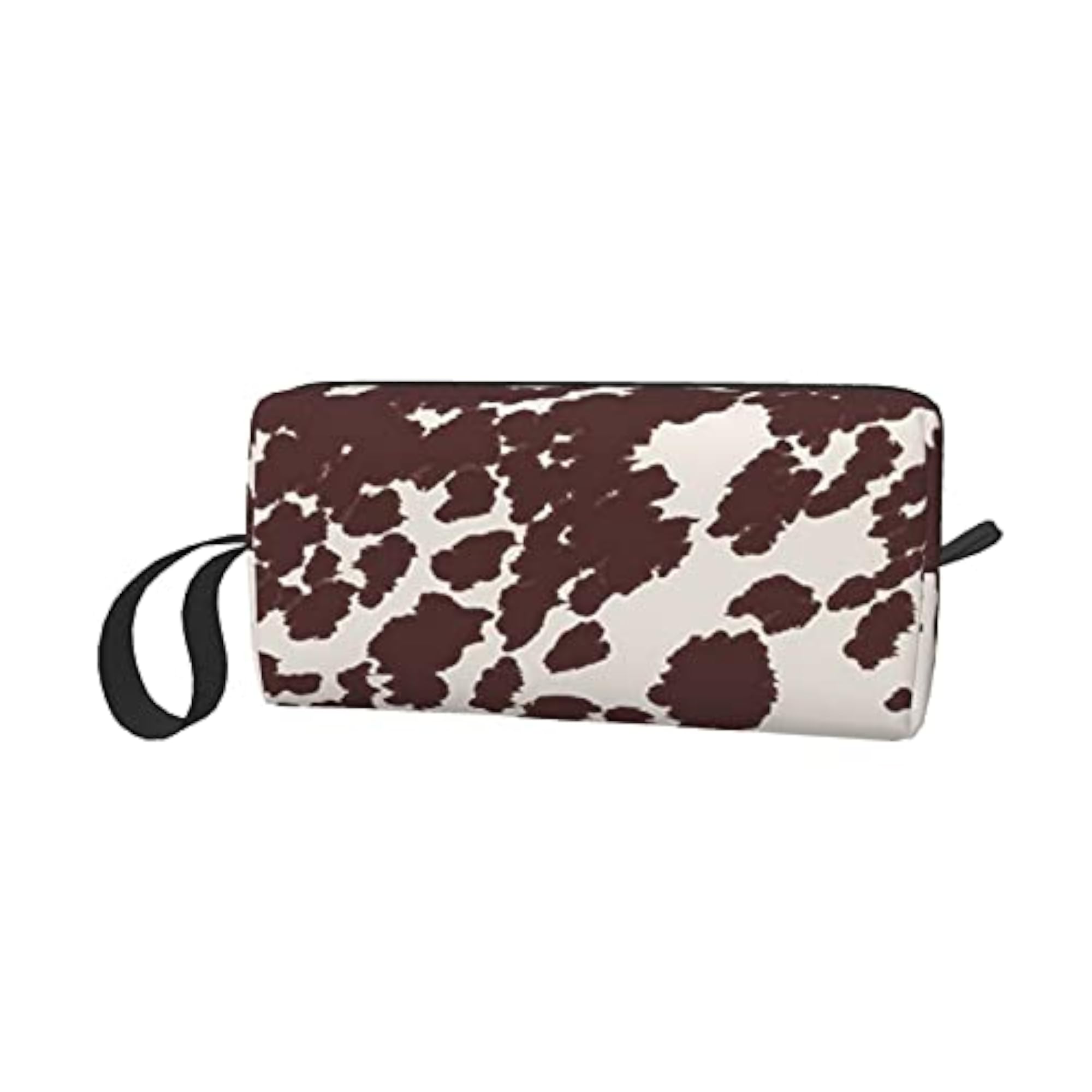 Brown Cow Hide Print Cosmetic Bag, Travel Essential