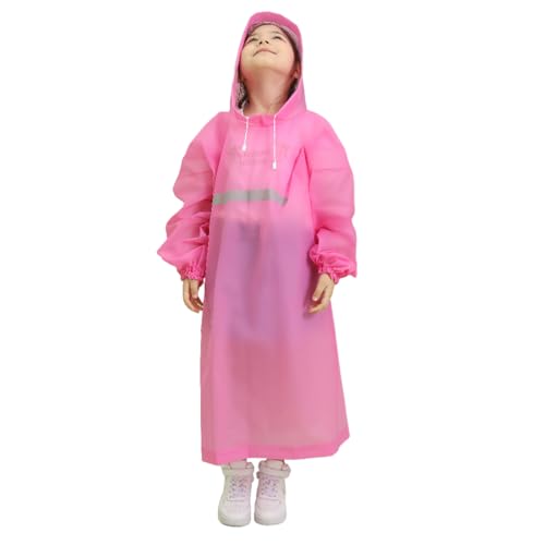 KEQAR Poncho pioggia riflettente bambino – impermeabile con cappuccio, rosa
