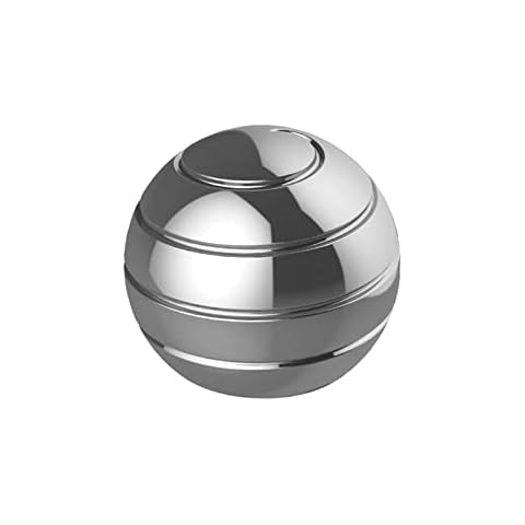 PUTOWUT Kinetic Desk Toys Kinetic Optical Illusion Balls Toy Medium Desktop Spherical Rotating Gyroscope Desktop Decompression Toy Illusion Metal Fidget Spinning Ball Stress Relief Spinner (Grey) Cover