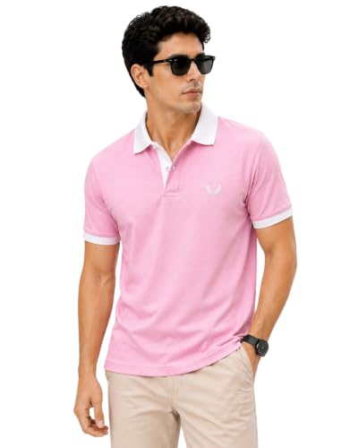 Image of Mens Pique Polo T-Shirt | Cotton Rich, Smart Fit Polo with Embroidered Logo | Casual & Sports Wear | Polo T-Shirt for Men