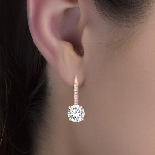 Lesa Michele Rhodium Plated 925 Sterling Silver Cubic Zirconia Drop Leverback Bridal Earrings for Women Imitation Birthstone2