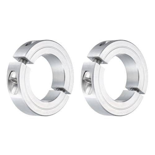 uxcell 2Pcs Double Split Clamp-On Shaft Collar 1-3/8" Bore, Aluminum Alloy