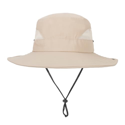 Caysep Kids-Boys-Summer-Sun-Hat Outdoor-Uv-Protection-Mesh-Fishing-Hat Quick-Drying Wide Brim Beach Hats (5-10Y) Dark Beige thumb #7