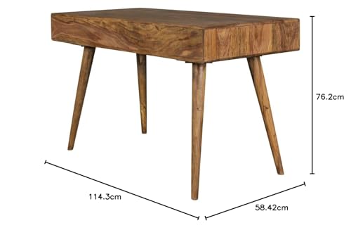 Image of DEMIWALL Sheesham Wood Study Table for Students Reading Writing Computer Table Office Desk with 2 Drawer and Shalf | Brown & Black-D15