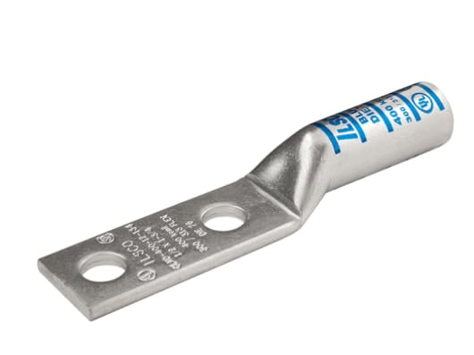 CLND-3/0-12-134 Surecrimp Copper Compression Lug, Conductor Size 3/0, 2 Holes, 1/2in Bolt Size, 1-3/4in Hole Spacing, Long Barrel, No Sight Window, Tin Plated, UL, CSA (10 Pack)