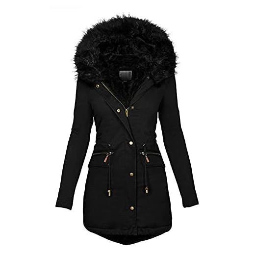 Vinterkappa dam lång varm fodrad damvinterjacka quiltad parkas dam vinterjacka lång kappa vinterparkas dam fuskpäls vinter stor storlek jacka utomhusjacka vandringsjacka vindtäta jackor, A001 svart, XL