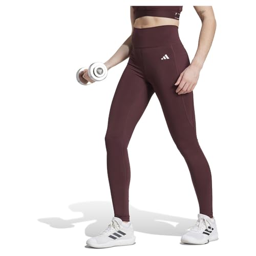 adidas Mujer Optime Essentials Stash Pocket Full Length Leggings, Aurora Ruby/White, XS