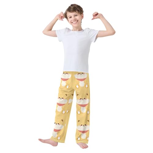 Boys' Pants Yellow Dog Japanese Pet Long Bottoms Jogger Pants Elastic Waist Trousers with Pockets S-XL2