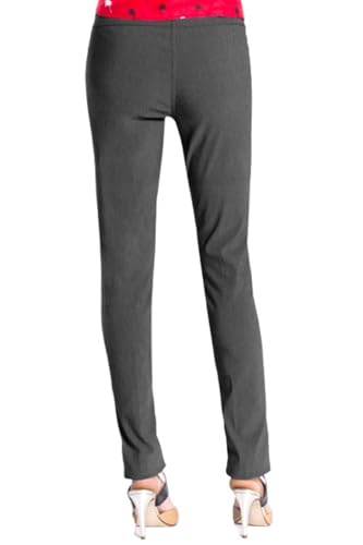 SLIM-SATION Women Slimming Tummy Control Wide Band Regular Length Pull-on Straight Leg Pant, Black, 163