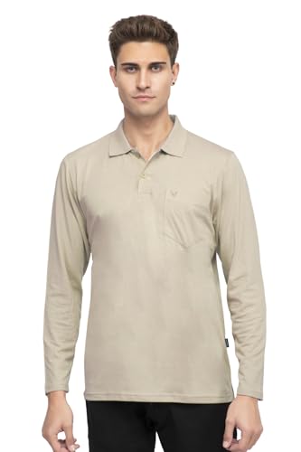 Image of Polo Full Sleeve t Shirt for Men Cotton with Pocket and Collar - Regular Fit Tshirt