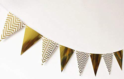 AMFIN® Party Banners Golden Bunting Flags for Kids Room, Play School Decoration, Birthday Party, Baby Shower