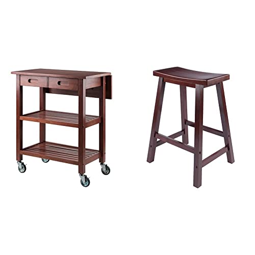 Winsome Wood Jonathan Kitchen Walnut & 94084 Satori Stool, 24", Walnut #TOP8