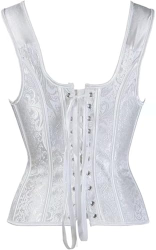 Women's Lace up Gothic Jacquard Shoulder Straps Tank Overbust Shaper Corset Bustiers Top2