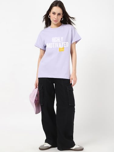 T-shirt typographie pour femme ample à imprimé graphique moderne