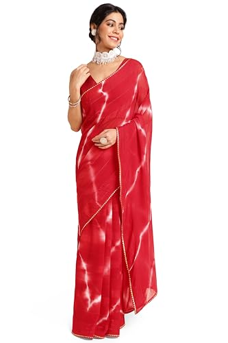 Image of MIRCHI FASHION Women Saree Shibori Print Chiffon | Elegant Festive and Functional Sari for All-Day Comfort with Matching Blouse