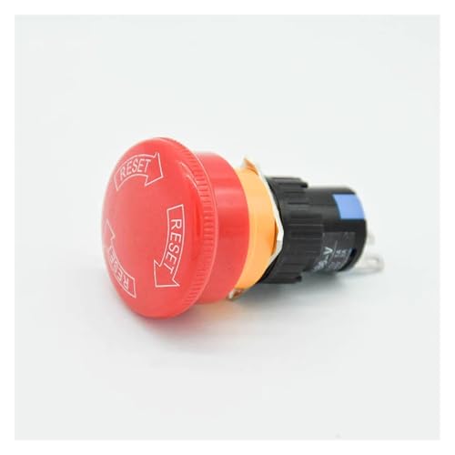 Red Mushroom DC 30V 5A / AC 250V 3A Emergency Stop/e-stop Push Button Switch 3pins NO+NC when pressed, twist to release Control switch