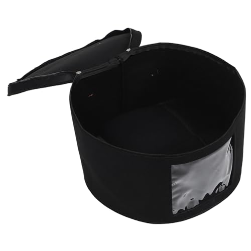 MUCKLILY Caja Organizadora Plegable Para Sombreros Redonda Con Tapa Diseño Espacioso y Versátil Para Cowboy y Gorras Contenedor De Almacenamiento Portátil Para Mujeres Color Negro