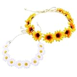 2 x Gänseblümchen-Stirnband, weiß und gelb, handgefertigte Blumenkrone, Haarkranz...