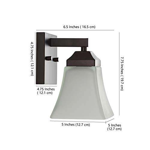 Image of JONATHAN Y 5 inch Oil Rubbed Bronze 1-Light Modern Cottage LED Vanity Light Wall Sconce, Farmhouse Wall Lamp for Bathroom Mirror Kitchen, White Glass Shade, LED Bulb Included JYL7522A