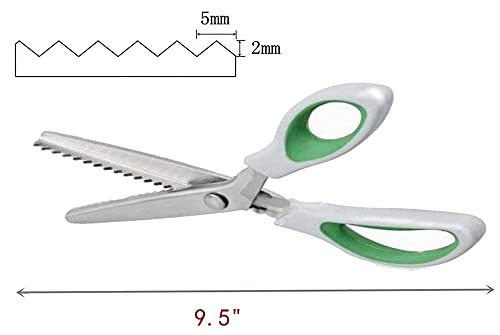 Jistl Green Pinking Shears Comfort Grips Professional Dressmaking Pinking Shears Crafts Zig Zag Cut Scissors Sewing Scissors,Professional Handheld Dressmaking #TOP2