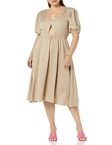 TEREA Women's Jayla Cutout Midi Swing Dress, Hummus, S