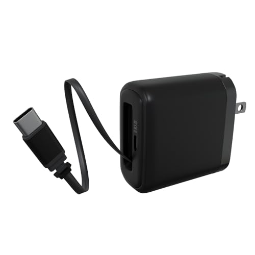 オウルテック PD65W 充電器 巻取り式 ケーブル内蔵 65cm Type-Cケーブル Type-Cポート×1 PSE認証 ノートPC スマートフォン ブラック OEC-APD65C2RG-BK