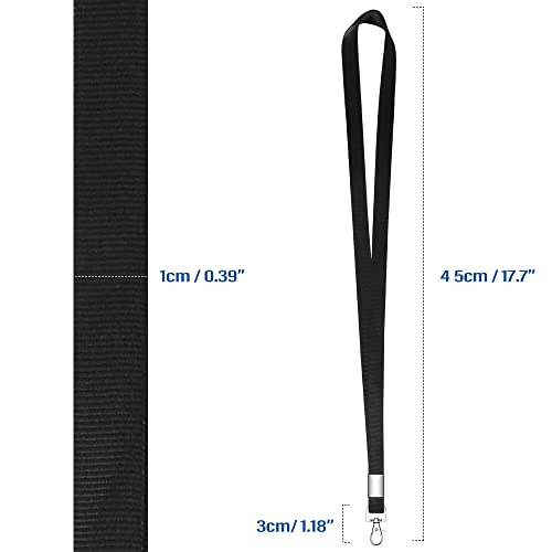 hoinya 12 Stück Schlüsselband Lanyard Schwarz Schlüsselbänder Nylon Umhängeband mit Metall Swivel Karabinerhaken Haken für Schlüssel, Handy, Brieftaschen und Ausweishalter