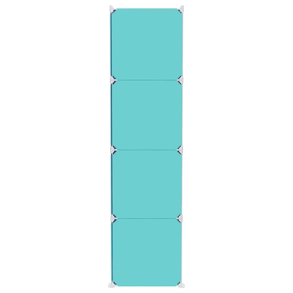 Kinderschrank Modular mit 12 Würfeln Grün PP, stabiles Regal mit Stahlrahmen, platzsparend und stapelbar, inklusive Türen und Holzhammer, ideal zum Verstauen und Ordnen im Kinderzimmer
