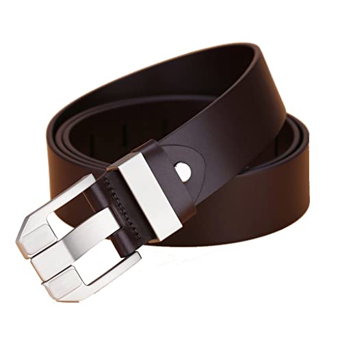 Belt Men's Leather top Layer Cowhide Men's Belt Men's Casual pin Buckle Jeans with(110cm)