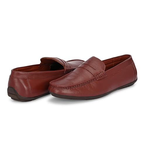 Image of Octa marc Men's Genuine Leather Loafer Shoes | Natural Rubber Sole with Soft Cushioned Insole | Classic Slip-On Design for Office, Party, Formal & Casual Wear