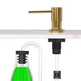 Brushed Gold Soap Dispenser for Kitchen Sink, Built in Soap Dispensers, Stainless Steel Sink Soap Dispenser or Lotion Dispenser Pump with 47' Extension Tube Kit, Upgraded Metal Check Valve