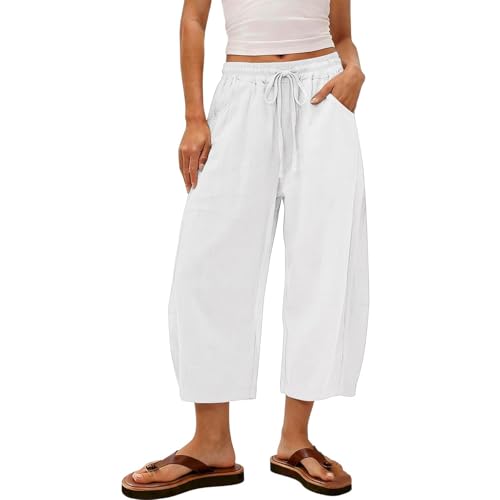 Pantalones de cimitarra Mujer Verano Frescos 3/4 Pantalon Talla Grande Pantalón Deportivo Shorts Respirable Moderno Pantalones Cortos Palazzo Bolsillos Urbano Short Yoga Jogger Corre