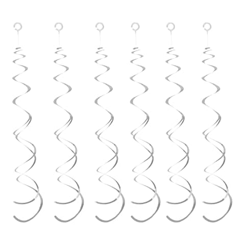 30 Pieces Silver Party Swirl Decorations Foil Swirl Hanging Decoration Plastic Streamer for Ceiling, Whirls Decorations for Birthday Wedding Anniversary Party Decorations Cover