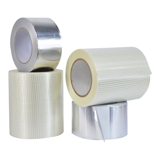 WOD HXT HEXAYURT Tape Bundle for Burning Man 6' in. x 60 yds. Bi-Filament Tape + 3' in. x 50 yds. Aluminum Foil Tape (2 Rolls Each) for Shelter and Tent Construction