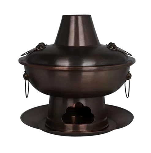 chinese Hot Pot Copper Cookware, Thickened Pure Purple Copper Multi-Person Mongolian Hot Pot for Family Use, Ideal for Chinese Charcoal Cooking