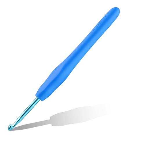 Häkelnadeln Set, 4,0mm Ergonomische Häkelnadel mit Rutschfest, Häkelnadeln Nadelset Aluminium, Häkeln mit Gummi Softgriff für Arthritische Hände Erfahrene Häkelliebhaber