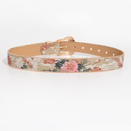 Multi-color Retro Palace Style Ruby Engraved Metal Buckle Women's Belt with Embroidered Pattern for Jeans Dresses Gifts3