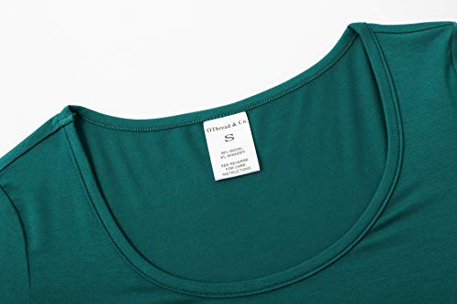 OThread & Co. Women's Long Sleeve T-Shirt Scoop Neck Basic Layer Stretchy Shirts (X-Large, Tidal Green)