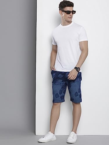 Image of The Indian Garage Co Men Regular Fit Solid Mid-Rise Denim Shorts